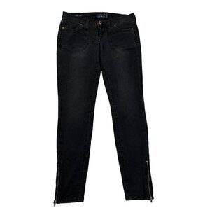 Lucky Brand Women's Charlie Skinny Ankle Zip Jeans Size 6/28 Black Denim
